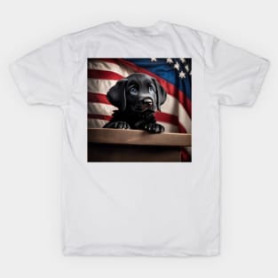 Patriotic Black Lab Puppy T-Shirt